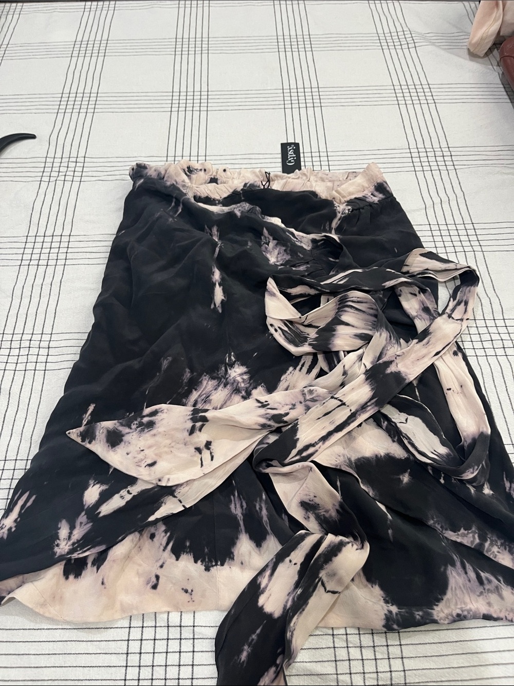 Gypsy 05 Black and Cream Tie-Dye Wrap Skirt